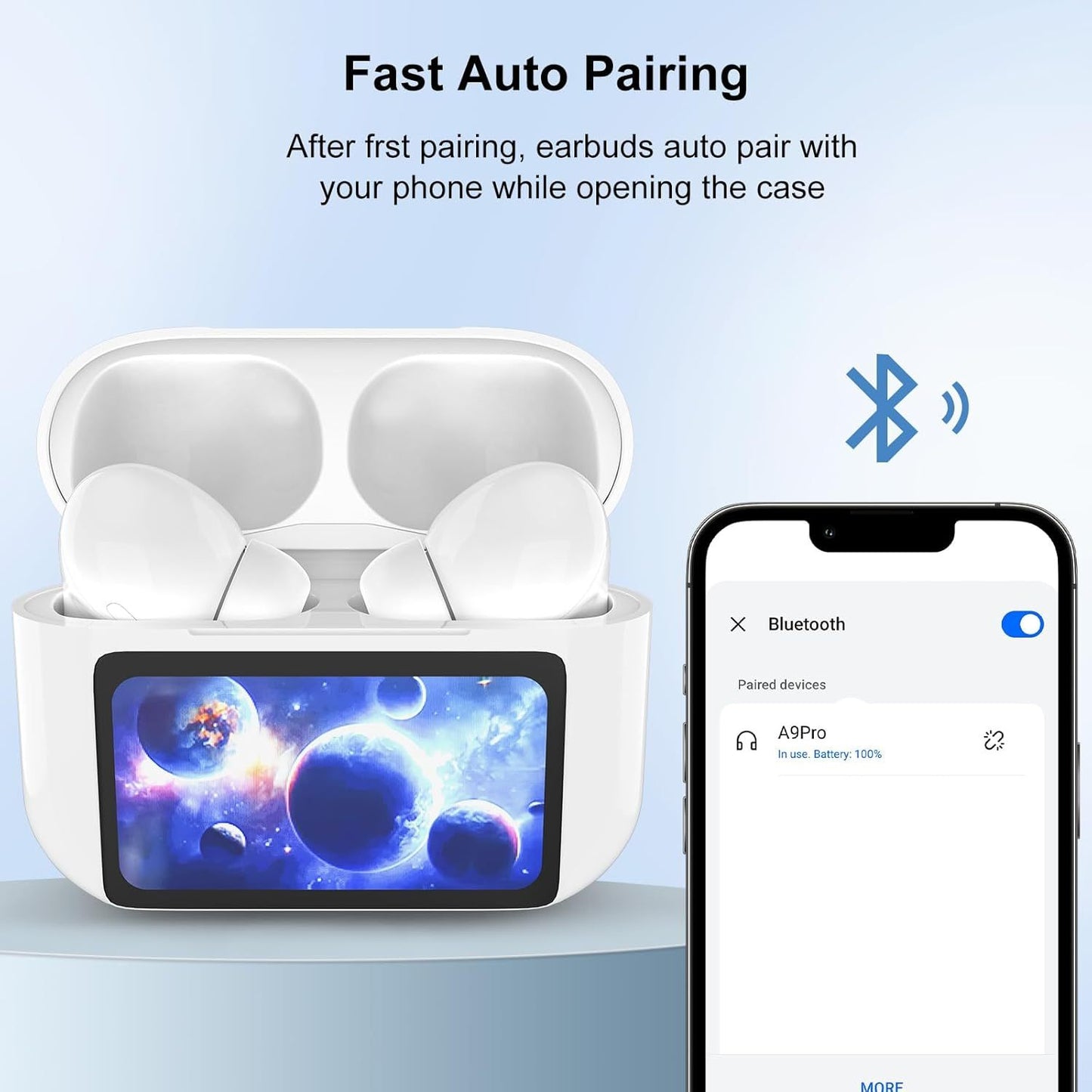 Wireless Earbuds, 5.4 Bluetooth Headphones With Touch Screen Ear Buds, ANC ENC Noise Cancelling Earbuds Headphones With Microphone, Wireless Bluetooth In Ear Earphones For Android IOS Phones - SlvmWrld Sauce