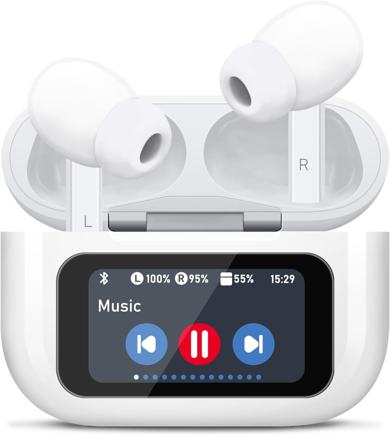 Wireless Earbuds, 5.4 Bluetooth Headphones With Touch Screen Ear Buds, ANC ENC Noise Cancelling Earbuds Headphones With Microphone, Wireless Bluetooth In Ear Earphones For Android IOS Phones - SlvmWrld Sauce